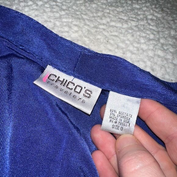 Chicos Travelers Women’s Royal Blue Acetate Open Front Cardigan Size 0 (Small) E - Picture 5 of 10